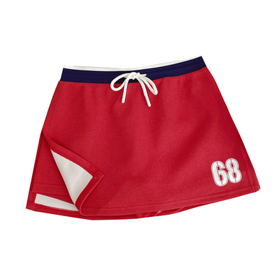 百搭撞色抽绳字母印花开叉半身裙