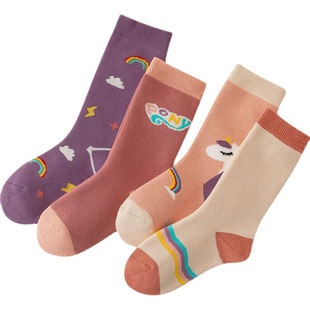 儿童袜子冬季加厚加绒女童秋冬款纯棉中筒毛圈女孩宝宝保暖毛棉袜