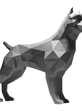 比特犬动物狗狗原创纸模