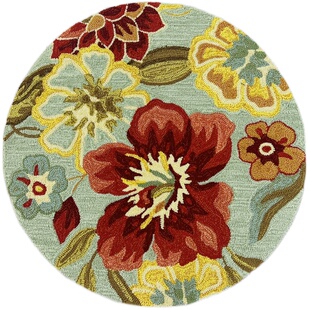 出口美式手工地毯地垫90*90cm圆形客厅门厅床边化妆凳复古小清新