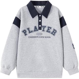 小象汉姆童装男童polo衫翻领卫衣儿童体恤衫2025秋装新款洋气韩版