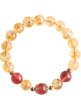 天然黄水晶手链叠戴高级招财转运