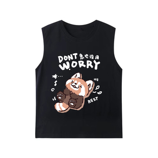 急用没用重磅纯棉背心男女同款夏季新款休闲宽松运动t恤大码T上衣