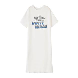 胖mm大码纯棉t恤睡衣女短袖夏季薄款宽松长款夏季200斤过膝连衣裙