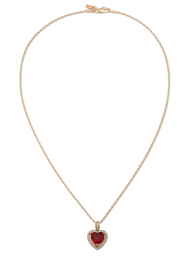 美国代购复古爱心项链女红宝石