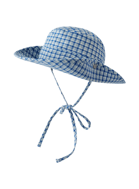 Himade蓝色格子渔夫帽女夏季