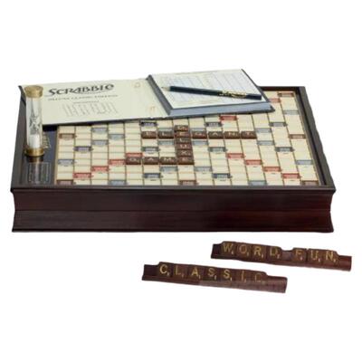 纽约下城公园进口Scrabble奢华版拼盘字谜桌游实木单词学习