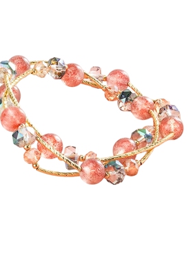 阿吉豆粉串珠手链七夕礼物送女友