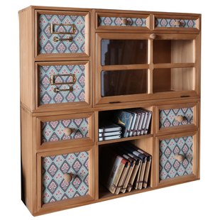 叁杉版权原创复古木制氛围感书桌布置桌面多抽屉印章收纳盒置物架