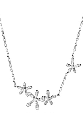 S925纯银小花项链女轻奢小众锁骨