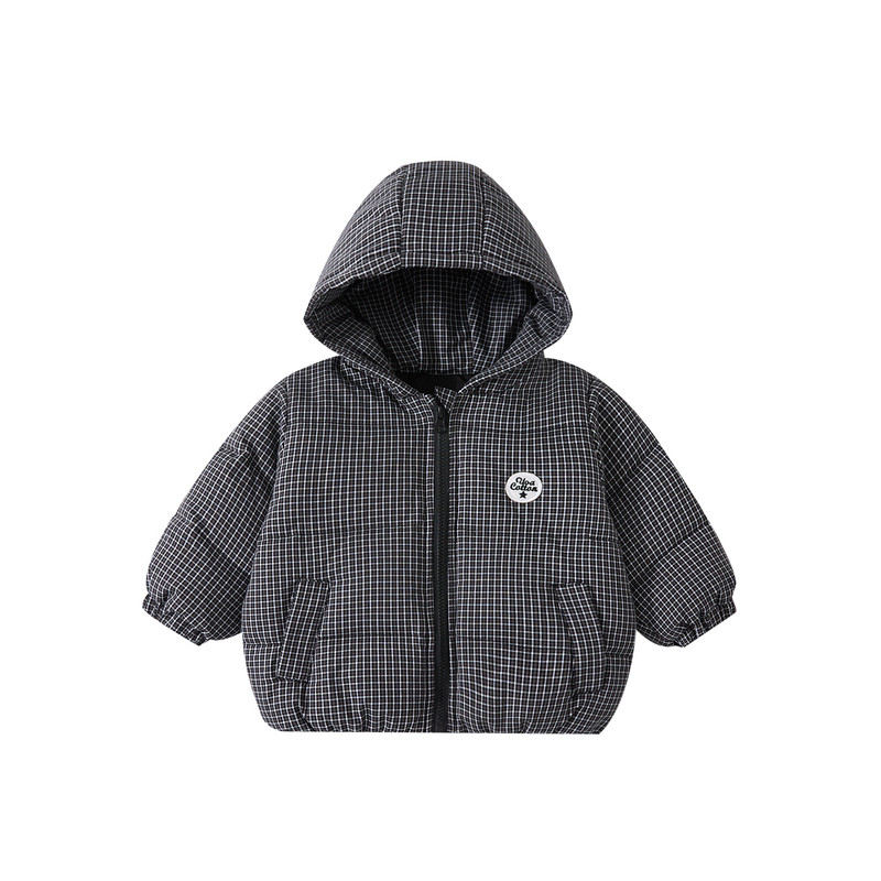 男童90白鸭绒连帽外套帅气羽绒服