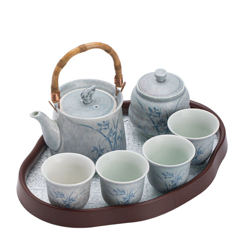 苏打烧冰姿雪兰提梁壶家用陶瓷茶壶茶杯功夫茶具泡茶器户外便携包