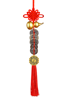 真品五帝钱挂件门对门沙金铜葫芦