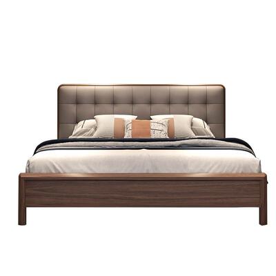 实木真皮大床头层真皮进口楠木