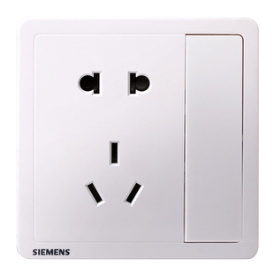西门子五孔带开关单控插座面板致典雅白色86型家用电源墙壁插座