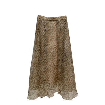 诗意艺术共存色织复古鱼骨纹半裙