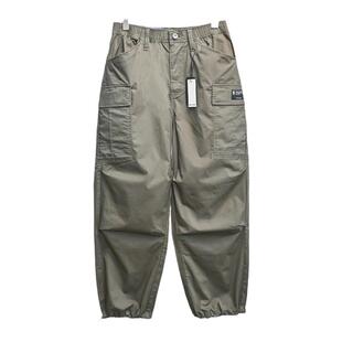 新款ABLEJEANS男休闲裤春季松紧腰工装风宽松阔脚裤立体潮流裤子