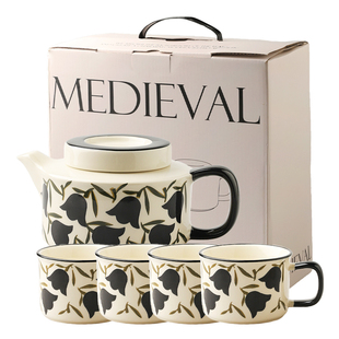 舍里中古风茶具套装家用客厅草莓陶瓷茶杯茶壶杯具礼盒乔迁礼物