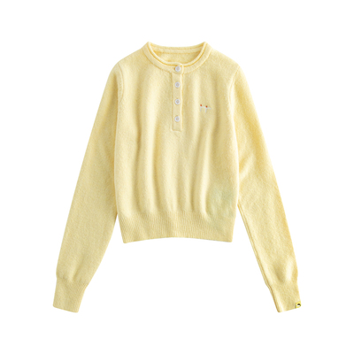 riverstone plus 糖果色圆领纽扣毛衣女慵懒感短款软糯针织衫上衣