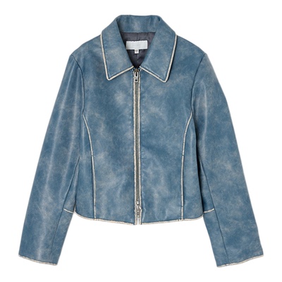 moussy 春季美式做旧机车皮夹克设计感外套010HAH30-4231
