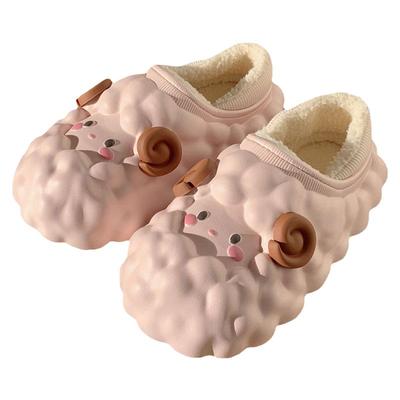 细细条可爱小羊全包跟防滑棉拖鞋