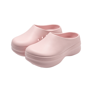 多巴胺包头厨师鞋女2025夏季新款外穿厚底增高透气穆勒鞋凉拖鞋潮