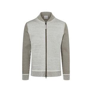 BOGNER博格纳 春夏LIMON男士羊毛混纺立领拼接休闲舒适针织开衫