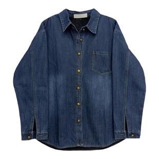 加绒~胖妹福音牛仔衬衫宽松保暖大码胖MM遮肉衬衣外套休闲上衣潮