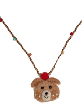 彩色童趣小熊玩偶毛毡项链