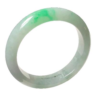 58圈2QW83118平安镯 大艺珠宝老坑料冰阳绿天然缅甸翡翠A货玉手镯