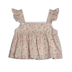 Punkhoo 夏季碎花小飞袖衬衫女短袖小众娃娃衫甜美设计感上衣显瘦