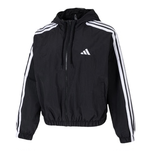 阿迪达斯外套女官方正品运动服春季新款宽松休闲上衣女款连帽夹克