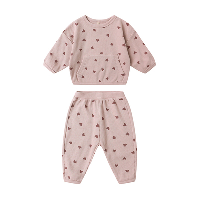 QuincyMae春秋童装条纹卫衣套装