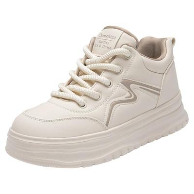 大东官方厚底板鞋女款2025冬季新款白色高帮鞋加绒休闲鞋增高女鞋