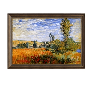 莫奈装饰画美式餐厅背景墙油画客厅挂画玄关壁画欧式高级感名画