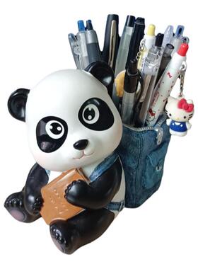 儿童房国潮熊猫摆件笔筒生日礼物