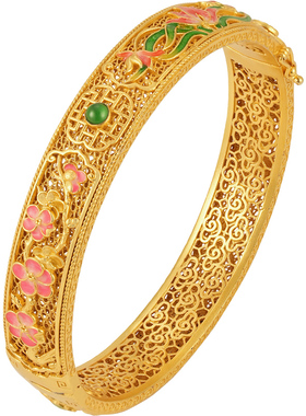 非遗花丝珐琅四君子银鎏金手镯