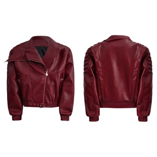 ArguE CulturE 割裂 小众解构脊骨压皱金属铆钉夹克外套皮衣男