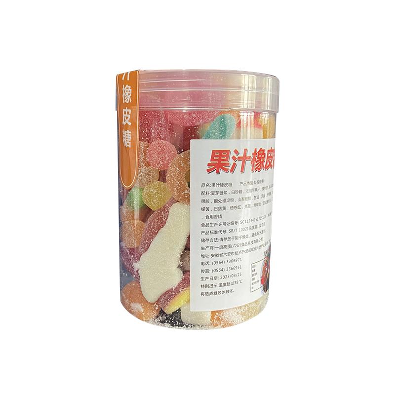 恒利源酸沙橡皮糖涂油夹心爆浆剥皮多肉软糖抖音同款混装网红罐装