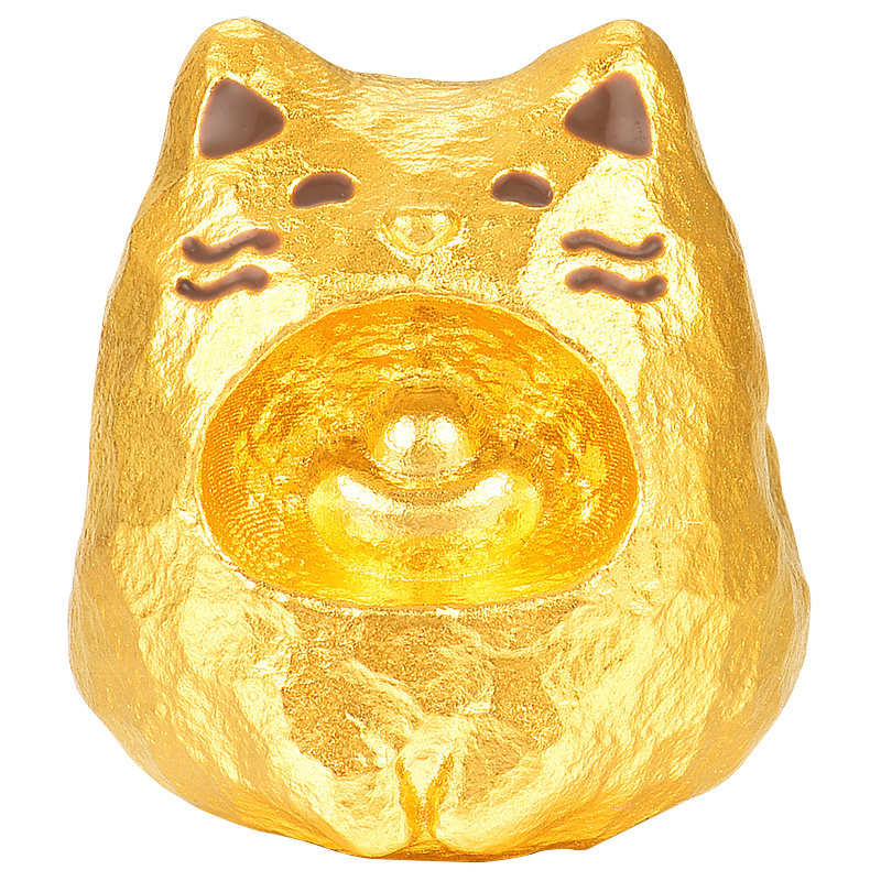 蜜金珠宝 黄金吊坠足金萌宝系列陆游的猫我的小猫蜜串珠HGG2190