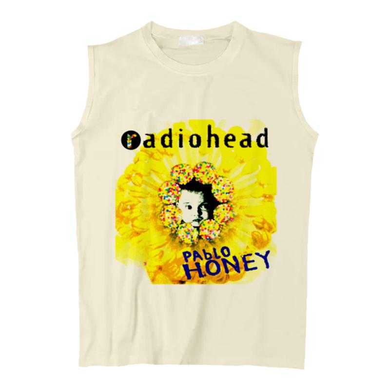 radiohead thom yorke电台司令收音机头同款印花坎肩背心无袖Tee