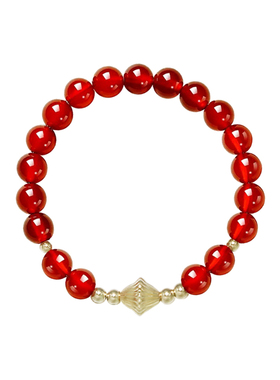 KISSMORE/琛墨金霞鎏光原创天然红玛瑙项链手链耳环戒指女款套装