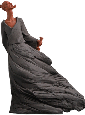 张明贵大师作品陶瓷人物屈原摆件