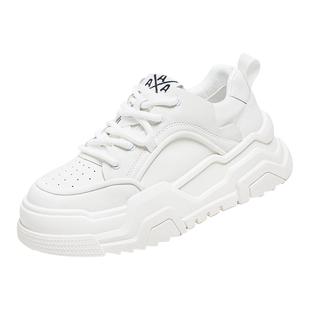 纯白色男鞋冬季青少年软底小白休闲板鞋运动增高美式高街百搭潮鞋