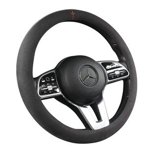 方向盘套超薄D型防滑冬季短绒毛绒麂皮绒把套翻毛皮反毛四季通用