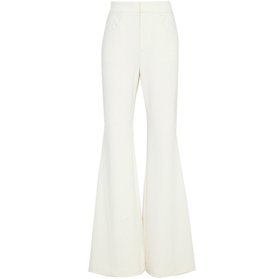 夏莫卡高腰显腿长防透米色喇叭裤