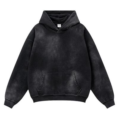 欧美高街卫衣慵懒风370g慵懒雅痞帅喷马骝褪色做旧连帽散hoodies