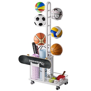 球类收纳架家用多功能足球羽毛球拍瑜伽垫收纳置物架篮球收纳神器