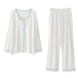 维多控真丝睡衣套装女V领蕾丝公主风甜美花边蚕丝家居服网红薄款