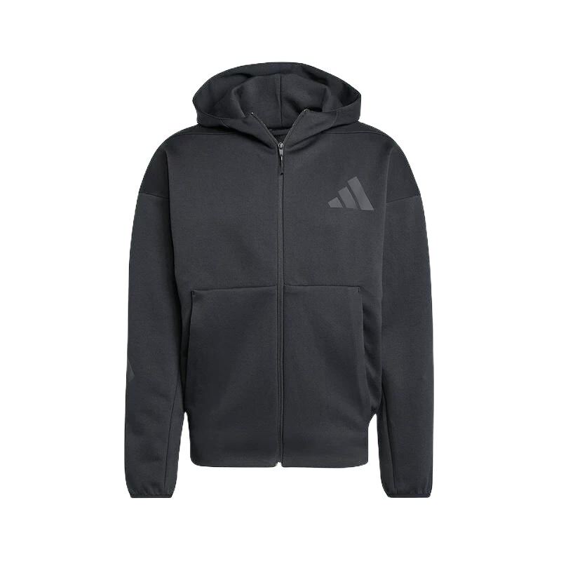 adidas阿迪达斯外套男黑色连帽衫宽松运动服跑步休闲夹克 JE7538